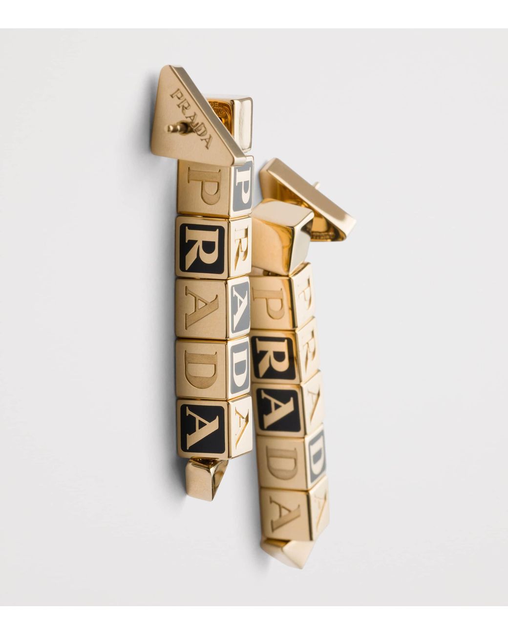 Prada White Enamel-Detail Logo Earrings