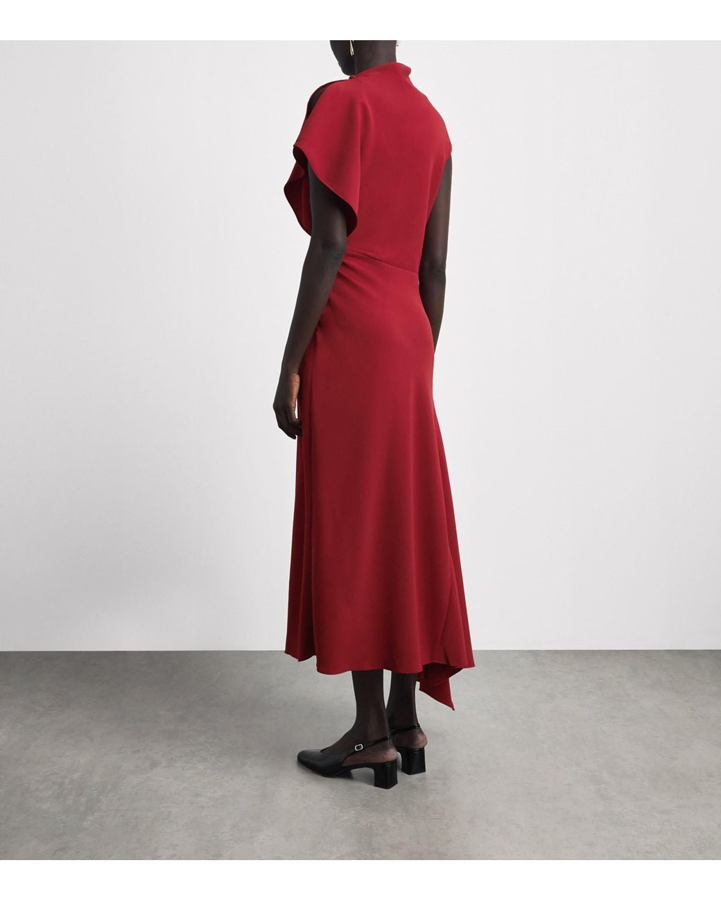 Veronica Beard Red Asymmetric Brett Midi Dress