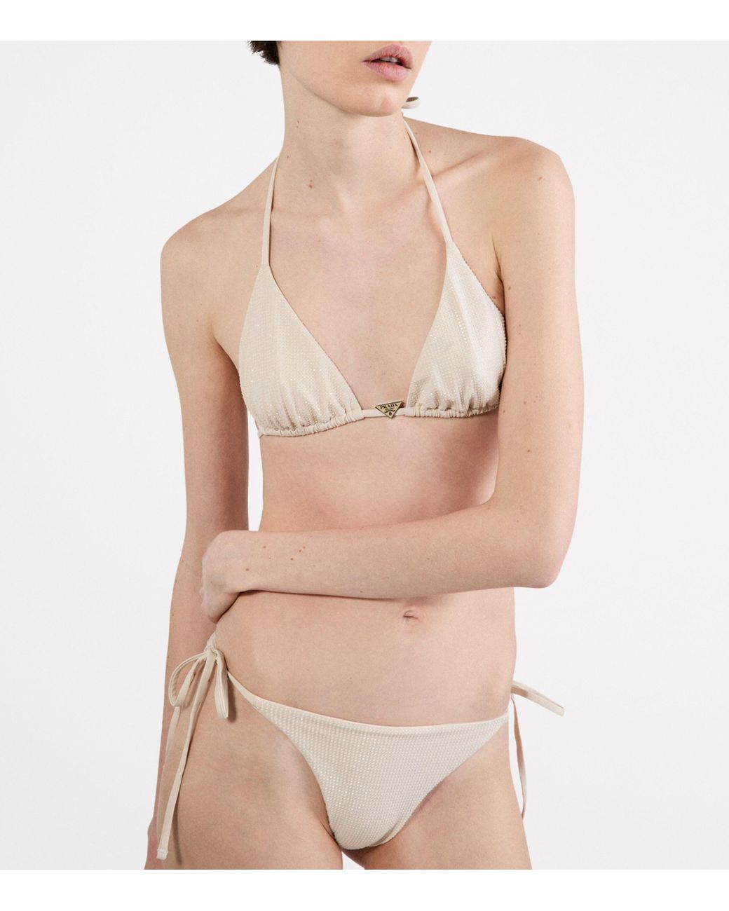 Prada White Embellished Bikini Bottoms