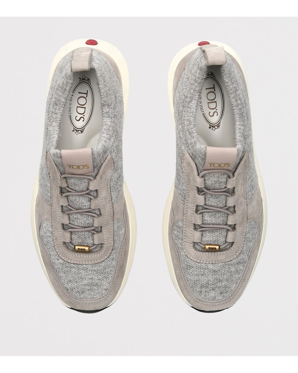 Tod's White Suede-Knit Dot Sneakers
