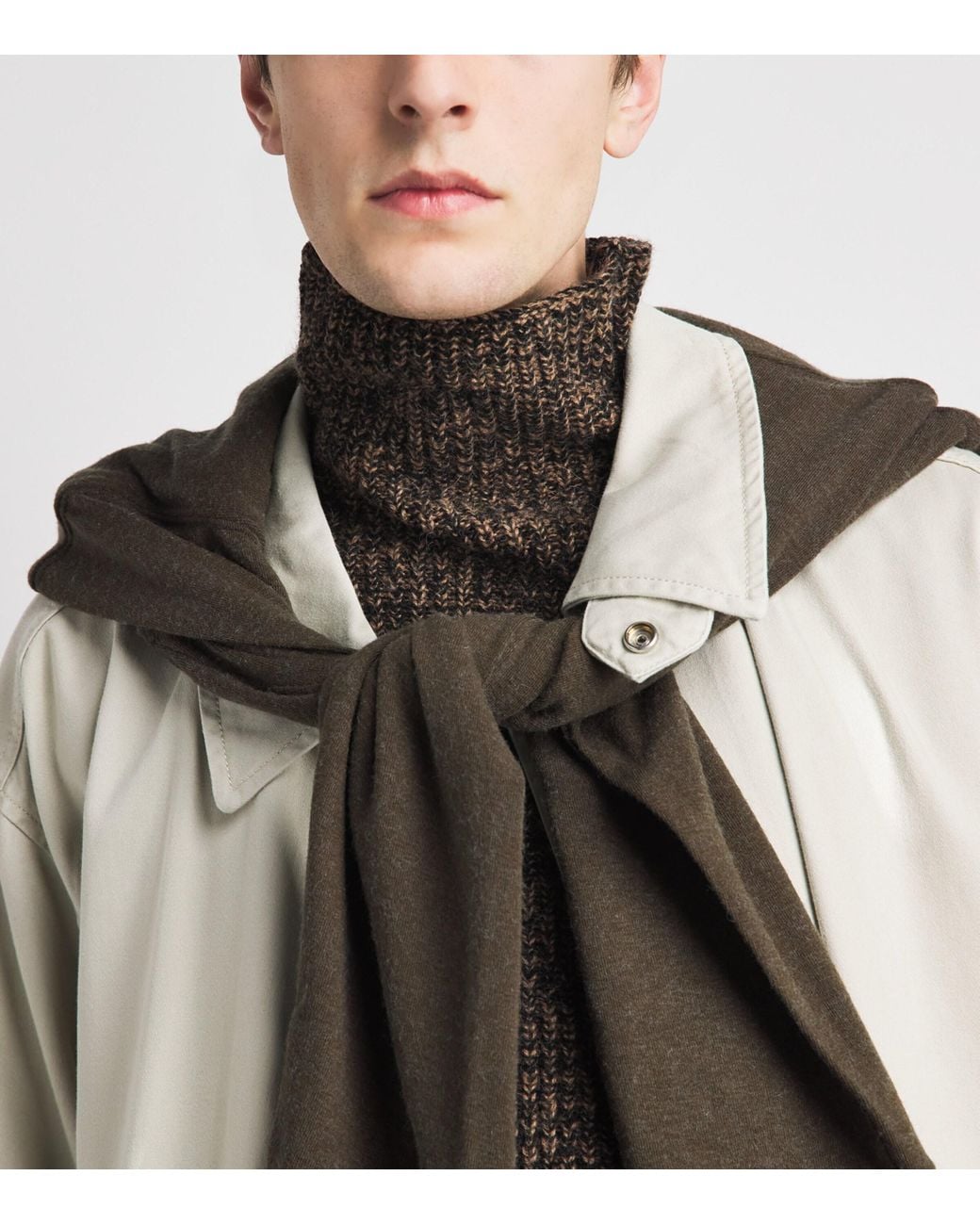 Lemaire Brown Alpaca-Yak-Blend Funnel-Neck Sweater for men