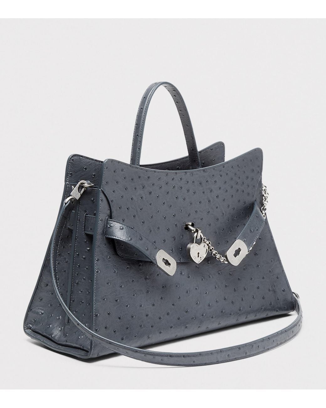 McQueen Blue Calfskin Locke Top-Handle Bag