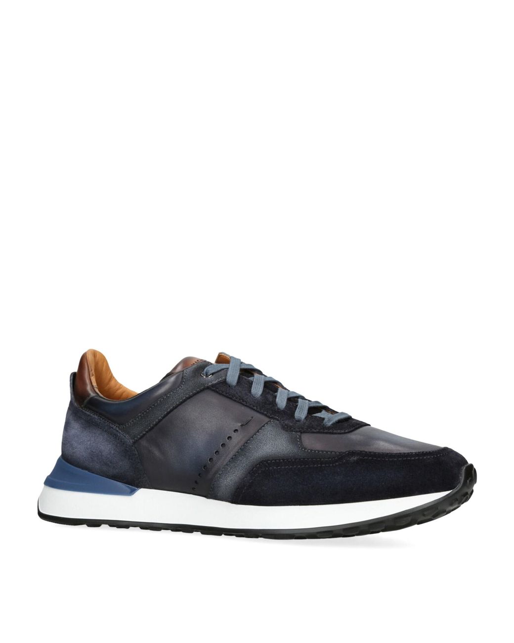 Magnanni Shoes Blue Xl Grafton Leather And Suede Low-Top Trainers for men