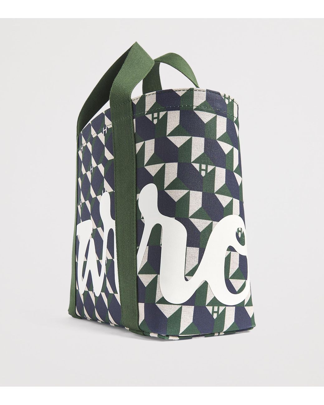 Harrods Green Mini Cotton Geometric Logo Tote Bag