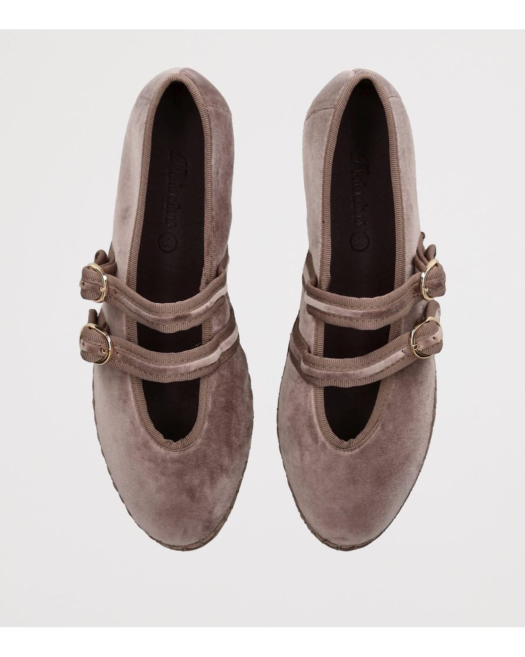 Flabelus Brown Velvet Claire Mary Jane Flats