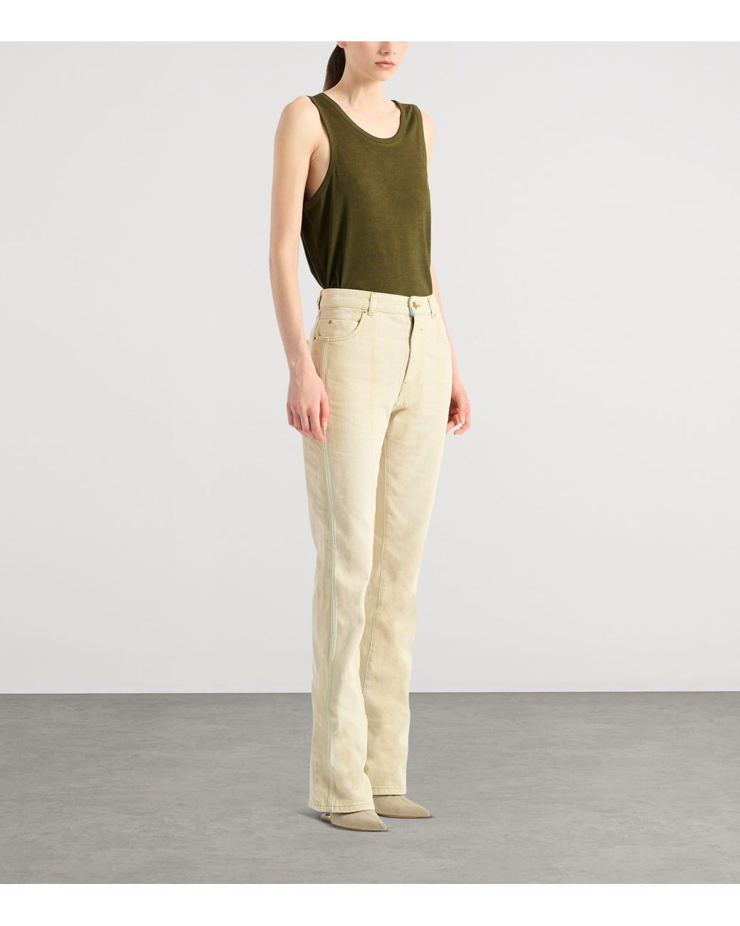 Balmain Natural High-Waisted Faded Denim Jeans