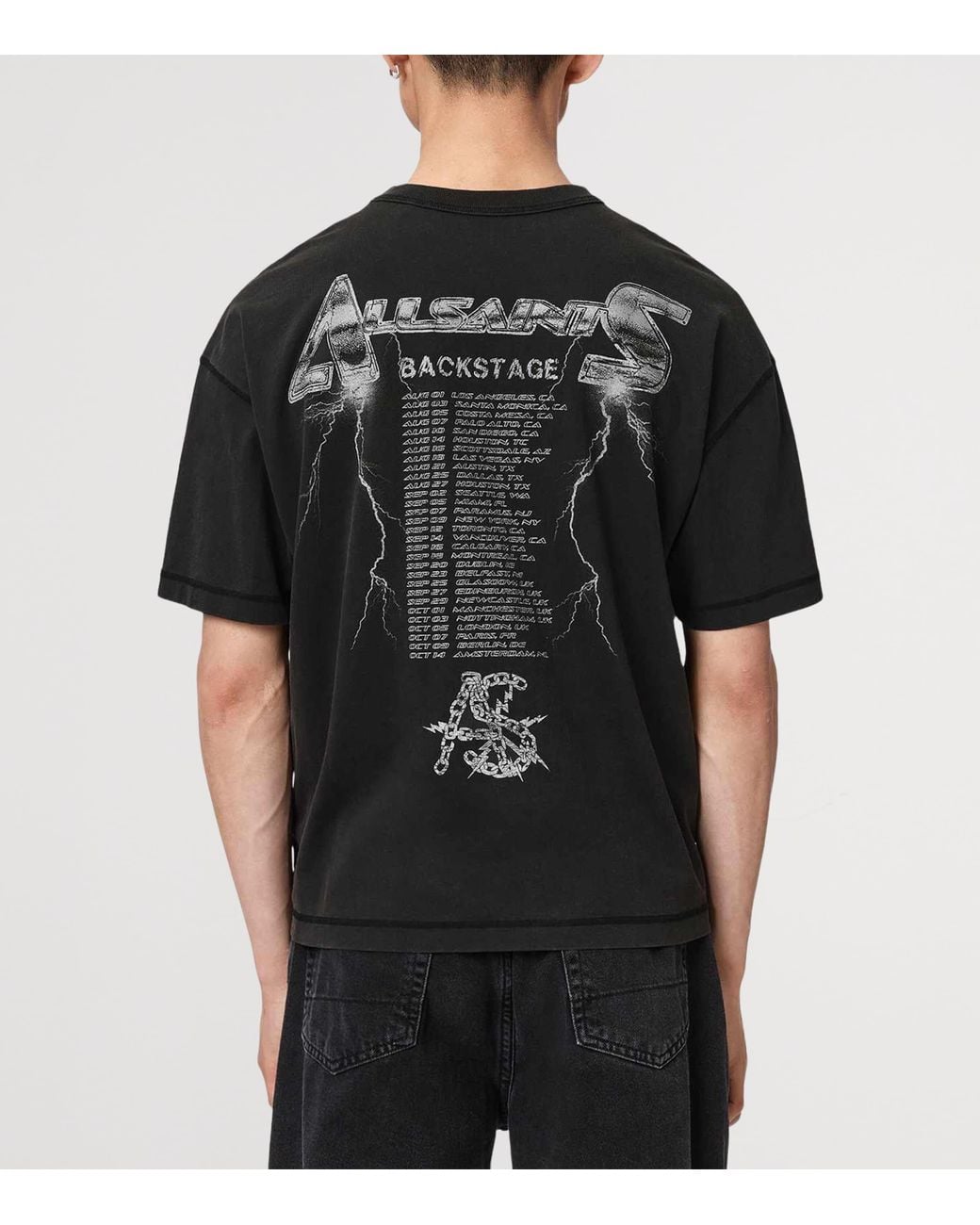AllSaints Black Cotton Iron Tiger T-Shirt for men