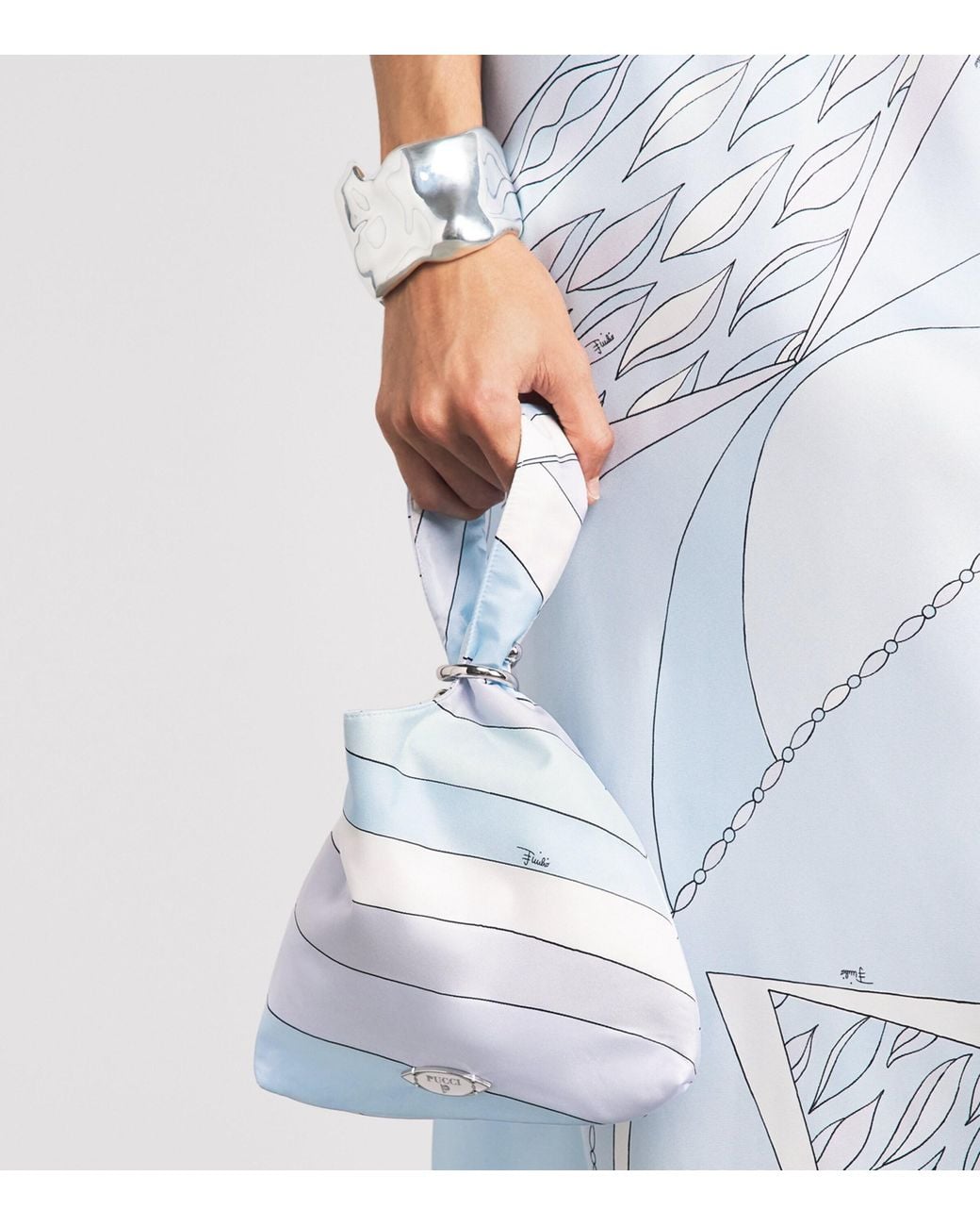 Emilio Pucci White Silk Iride Top-Handle Bag