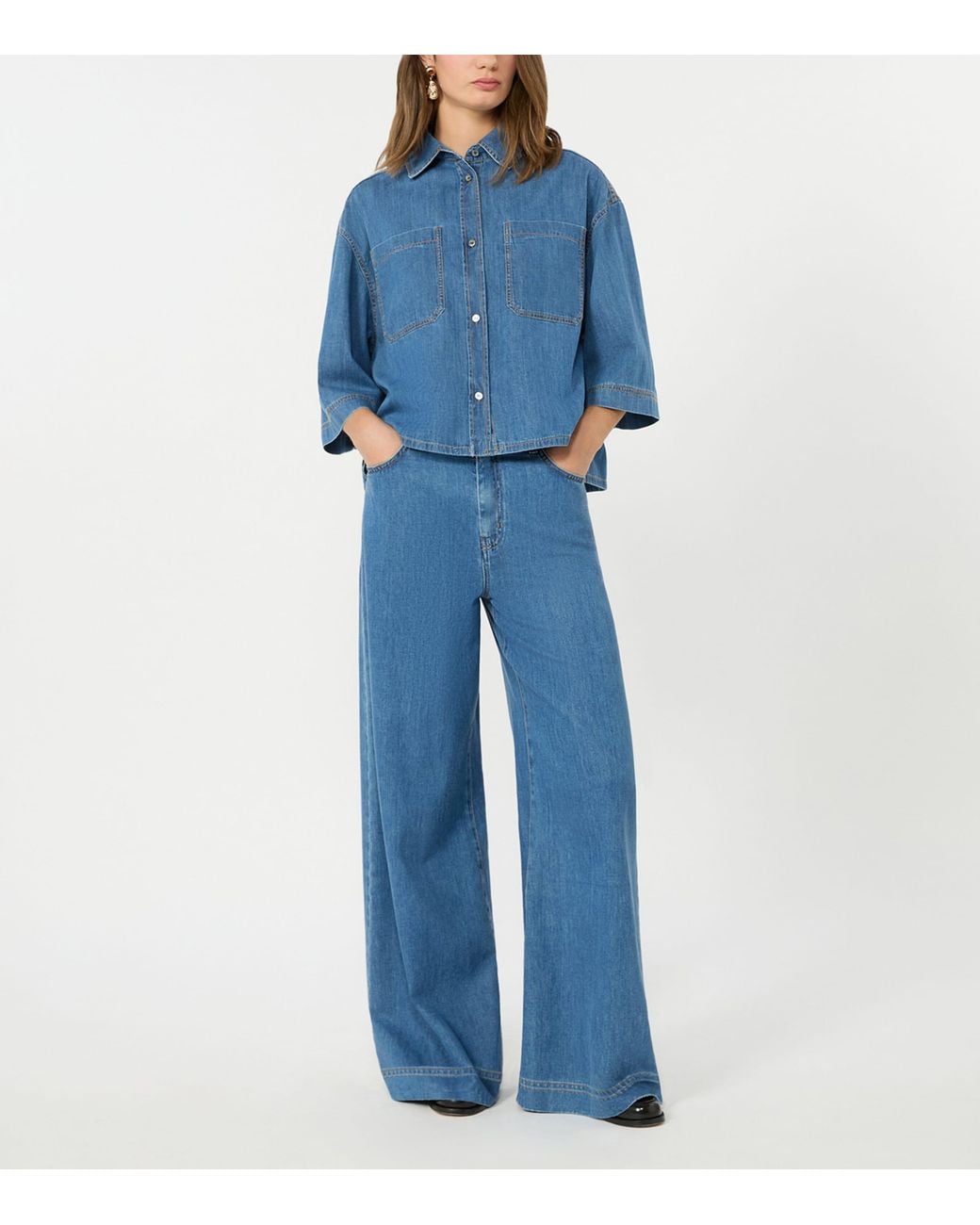 Weekend by Maxmara Blue High-Rise Wide-Leg Jeans