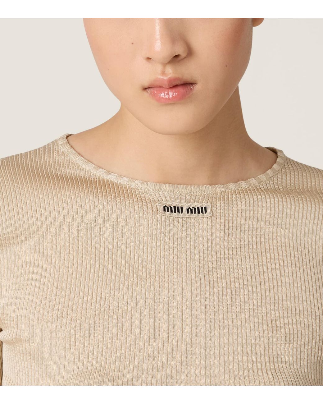 Miu Miu Natural Silk Rib Knit Sweater