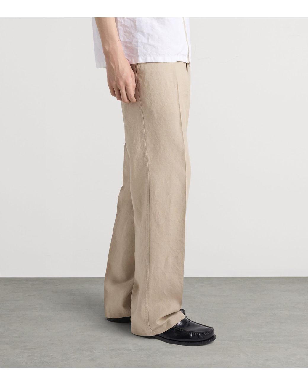 Prada Natural Linen Wide-Leg Trousers