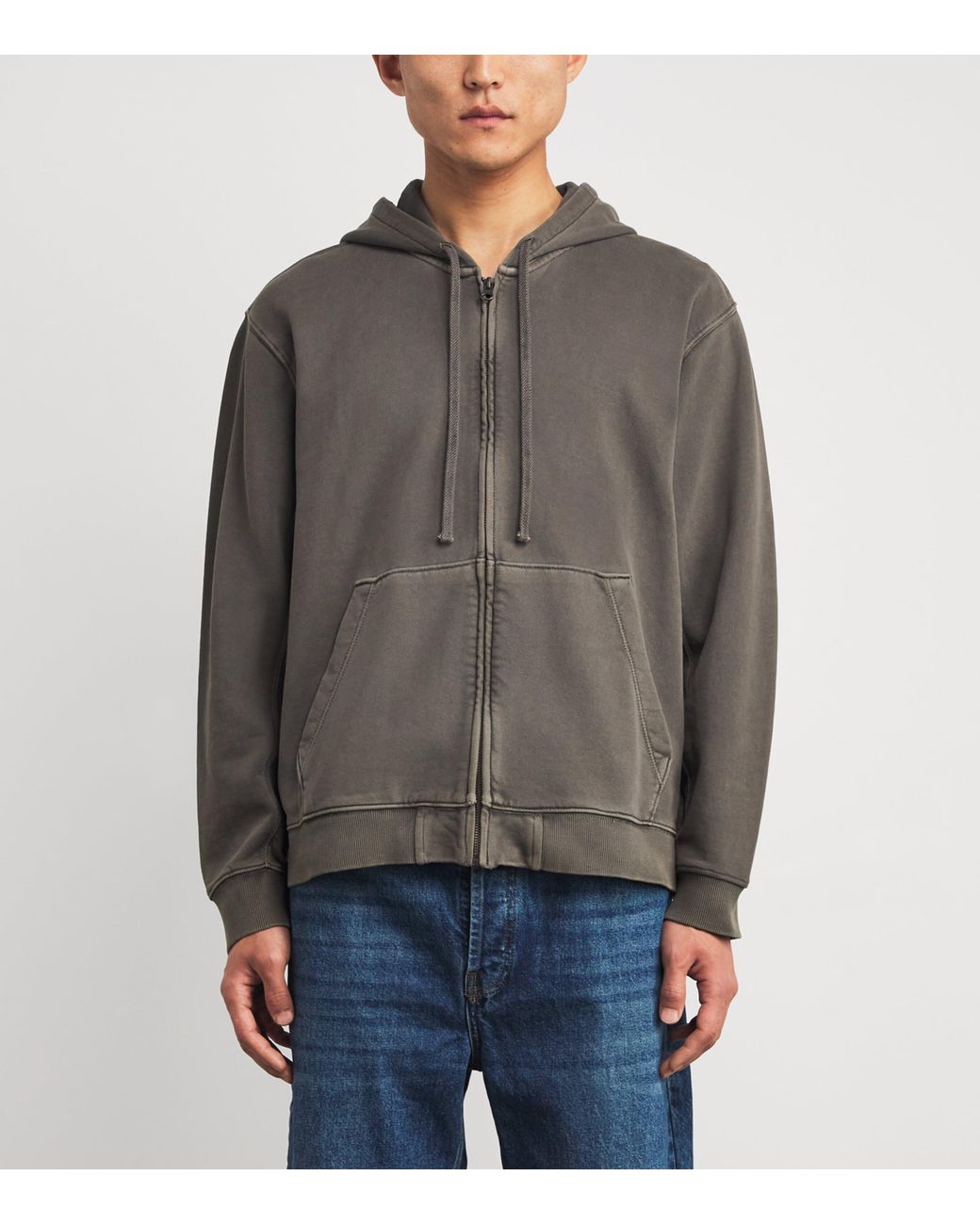 PAIGE Gray Cotton Zip-Up Avon Hoodie for men