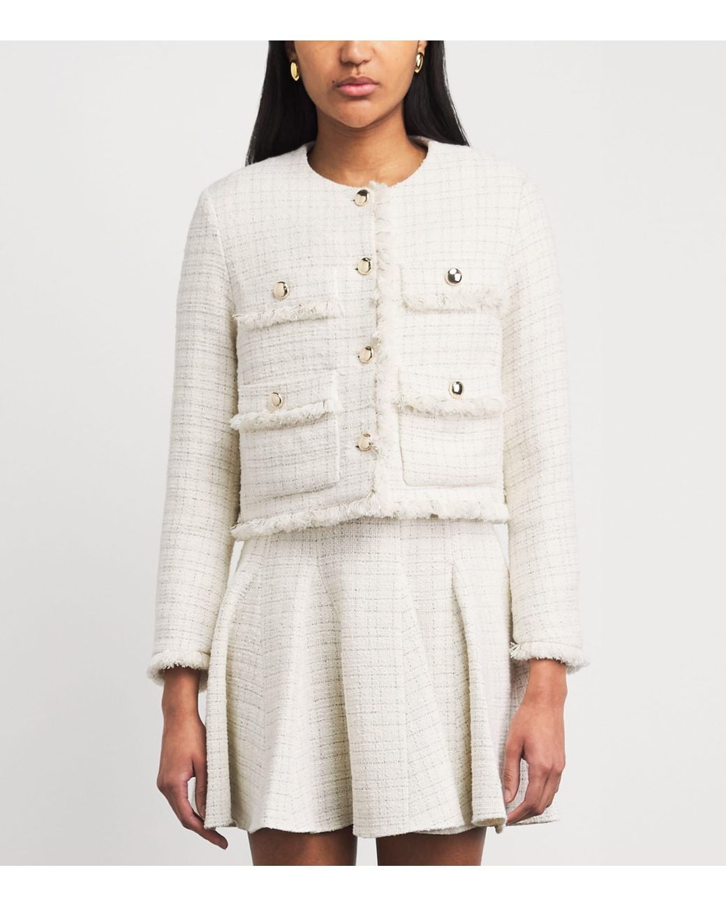 Maje White Tweed Cropped Jacket