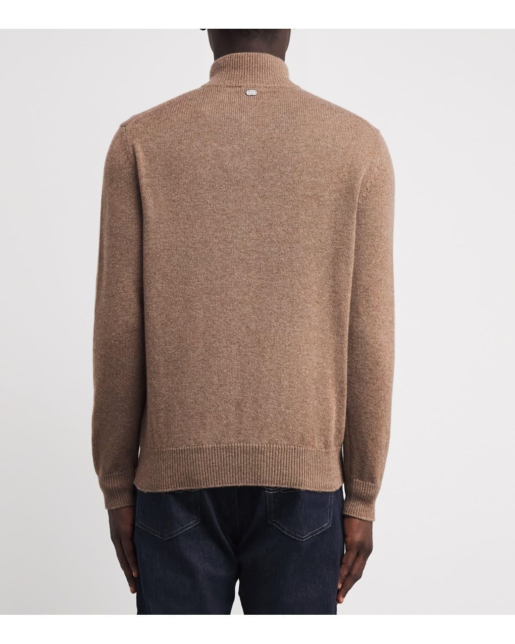 Agnona Brown Cashmere Quarter-Zip Sweater for men