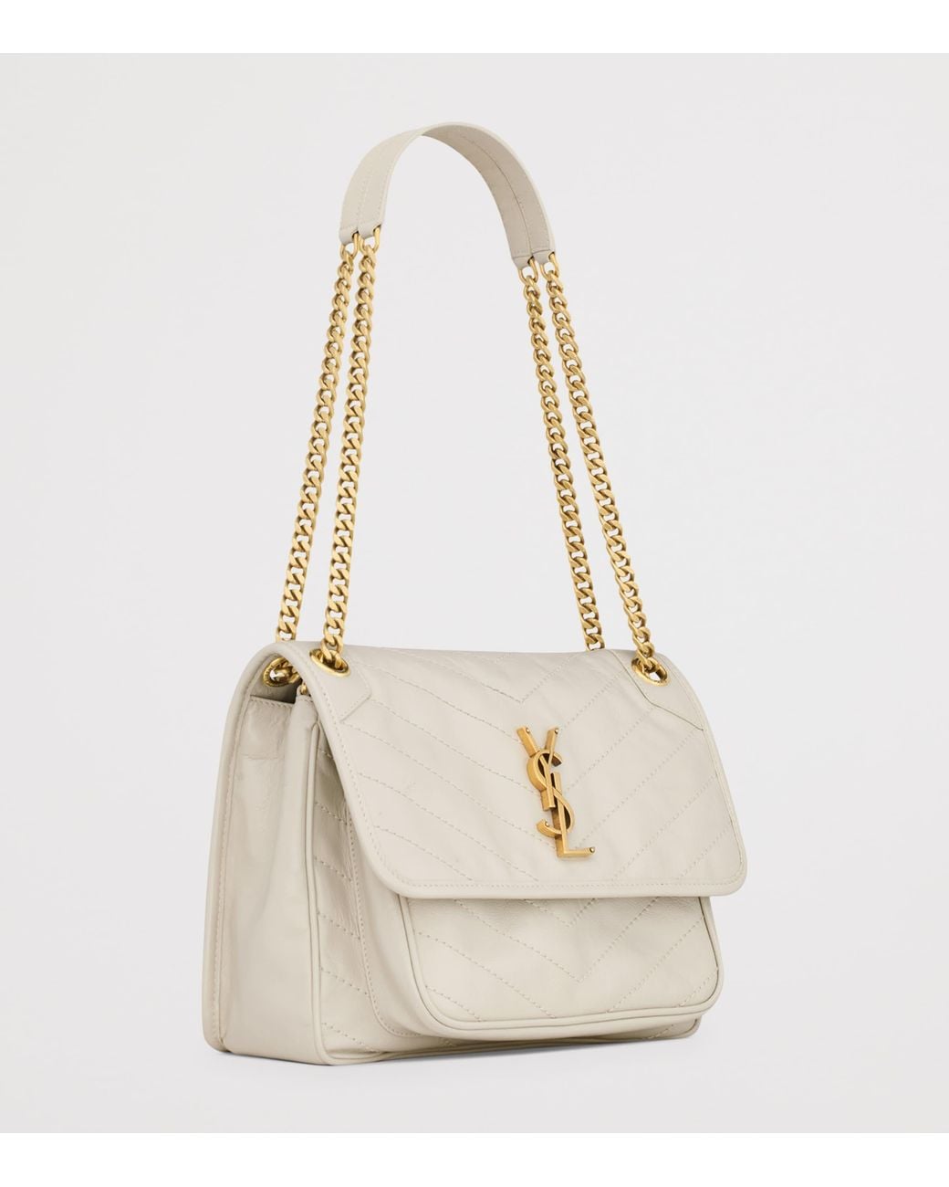 Saint Laurent White Medium Leather Niki Shoulder Bag