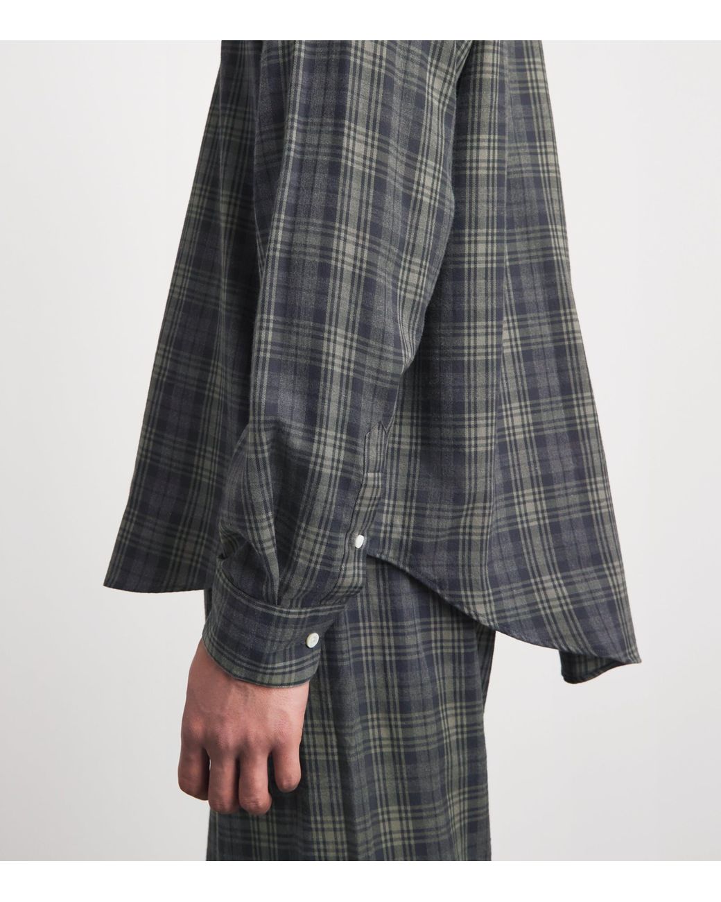 Comme Si Gray Cotton Flannel Check Classica Shirt for men