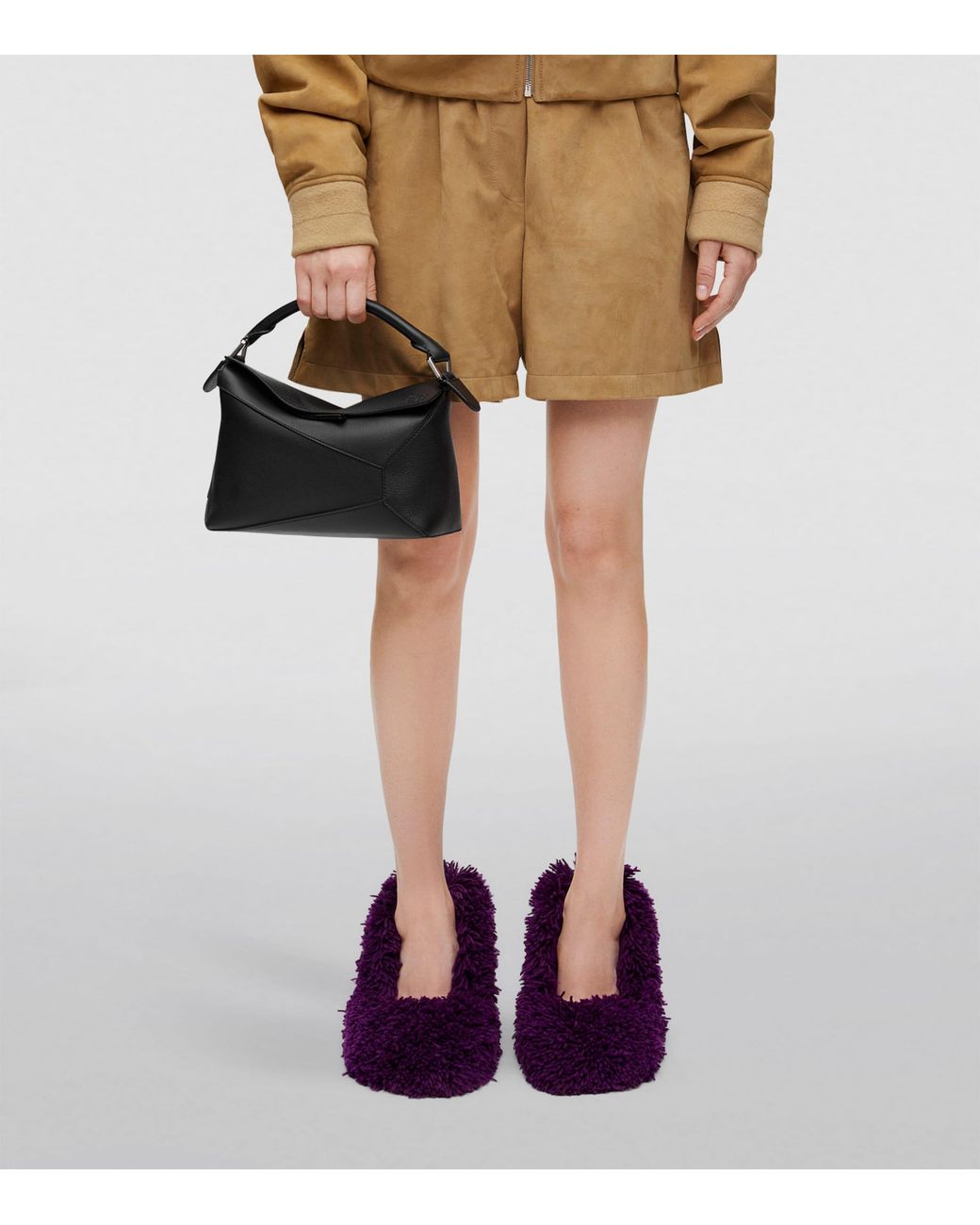 Loewe Black Small Leather Puzzle Edge Top-Handle Bag