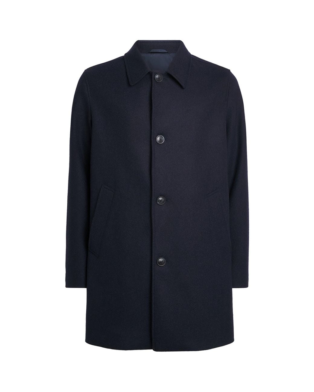Herno Blue Virgin Wool Coat for men