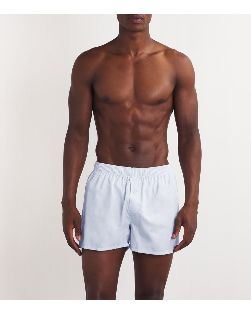 Hanro Blue Cotton Woven Boxer Shorts for men