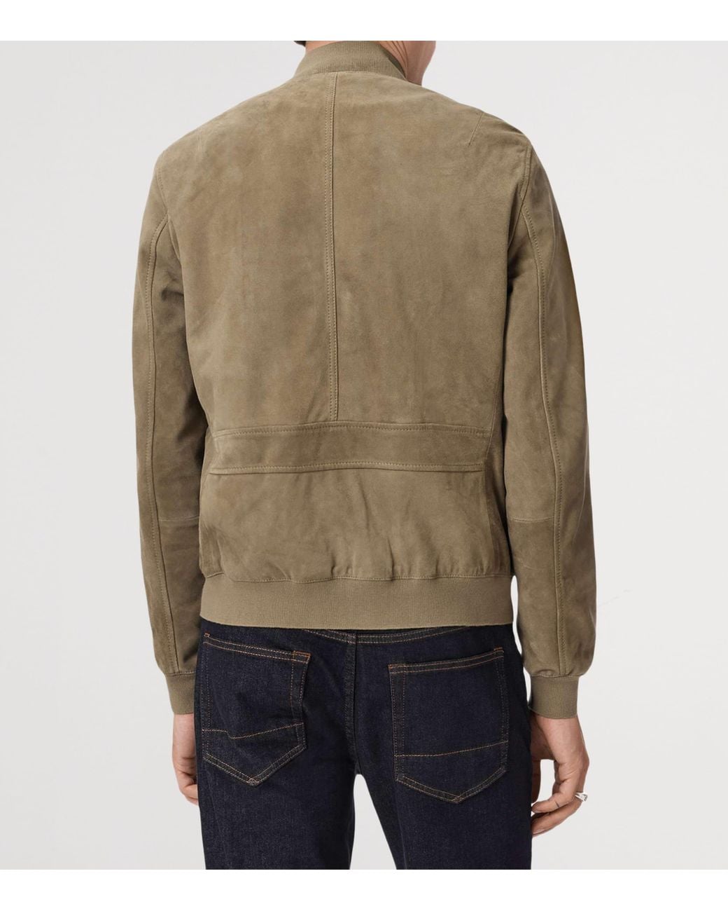 AllSaints Green Suede Morten Bomber Jacket for men