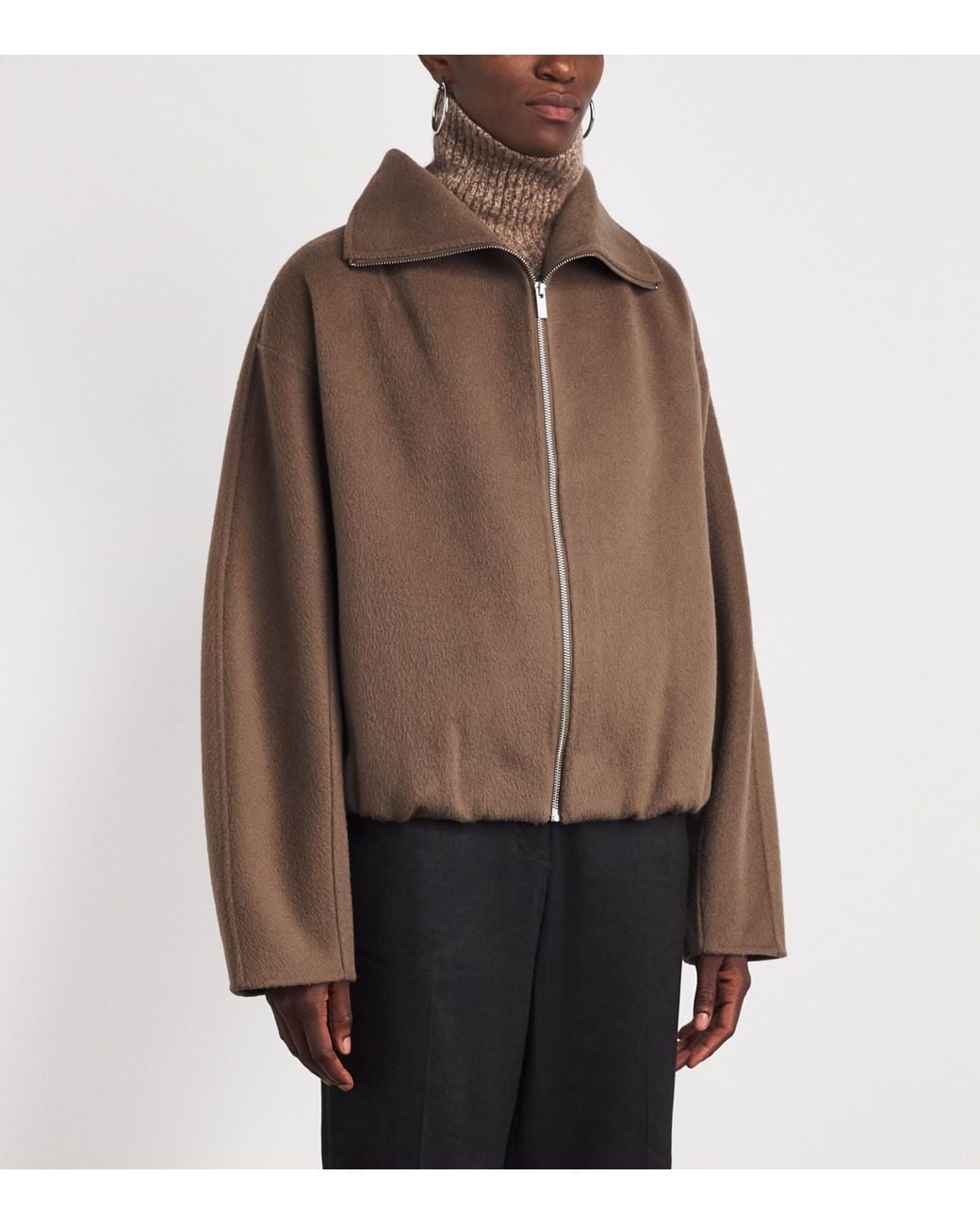 Almada Label Brown Wool Funnel-Neck Lindy Coat