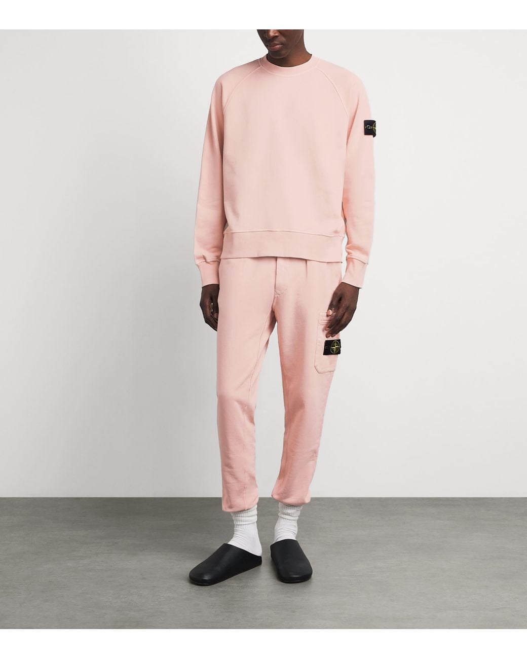 Stone Island Pink Cotton Compass Logo Sweatshirt for men