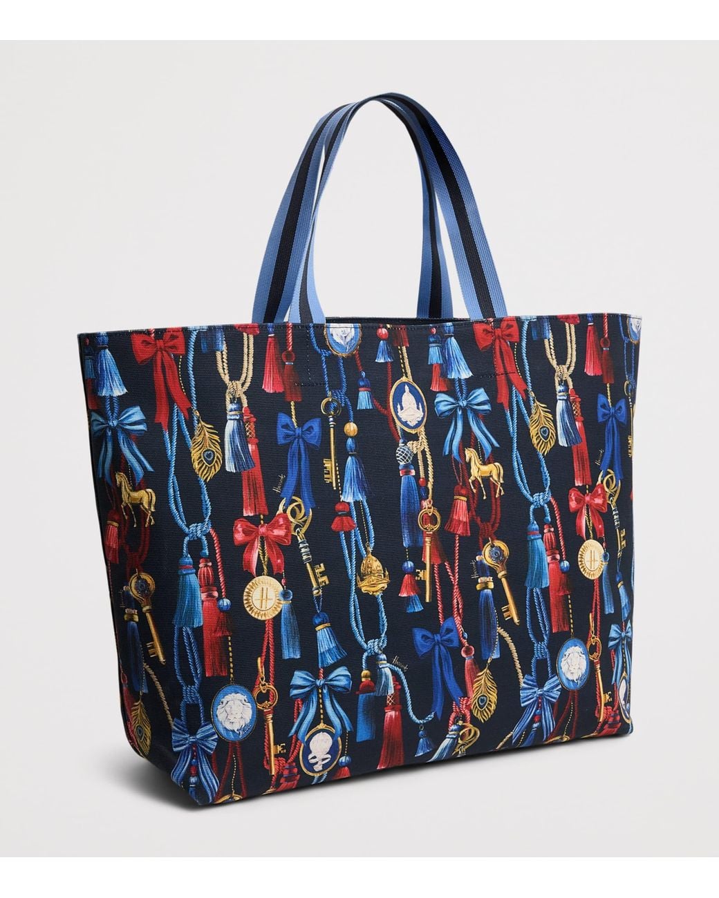 Harrods Blue Large Tassel Tote Bag