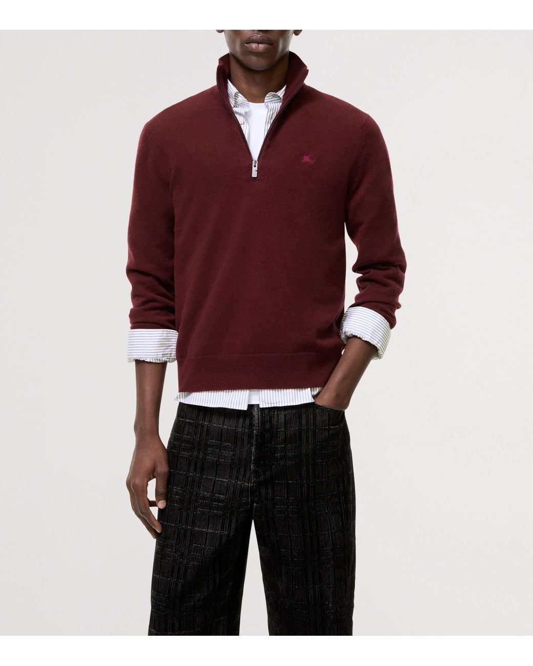 Burberry Purple Cashmere-Blend Quarter-Zip Slim Sweater for men