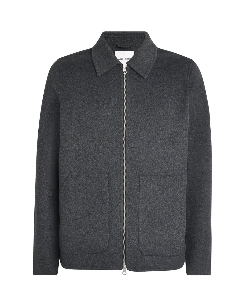 Samsøe & Samsøe Black Recycled Wool-Blend Sapaulo Overshirt for men