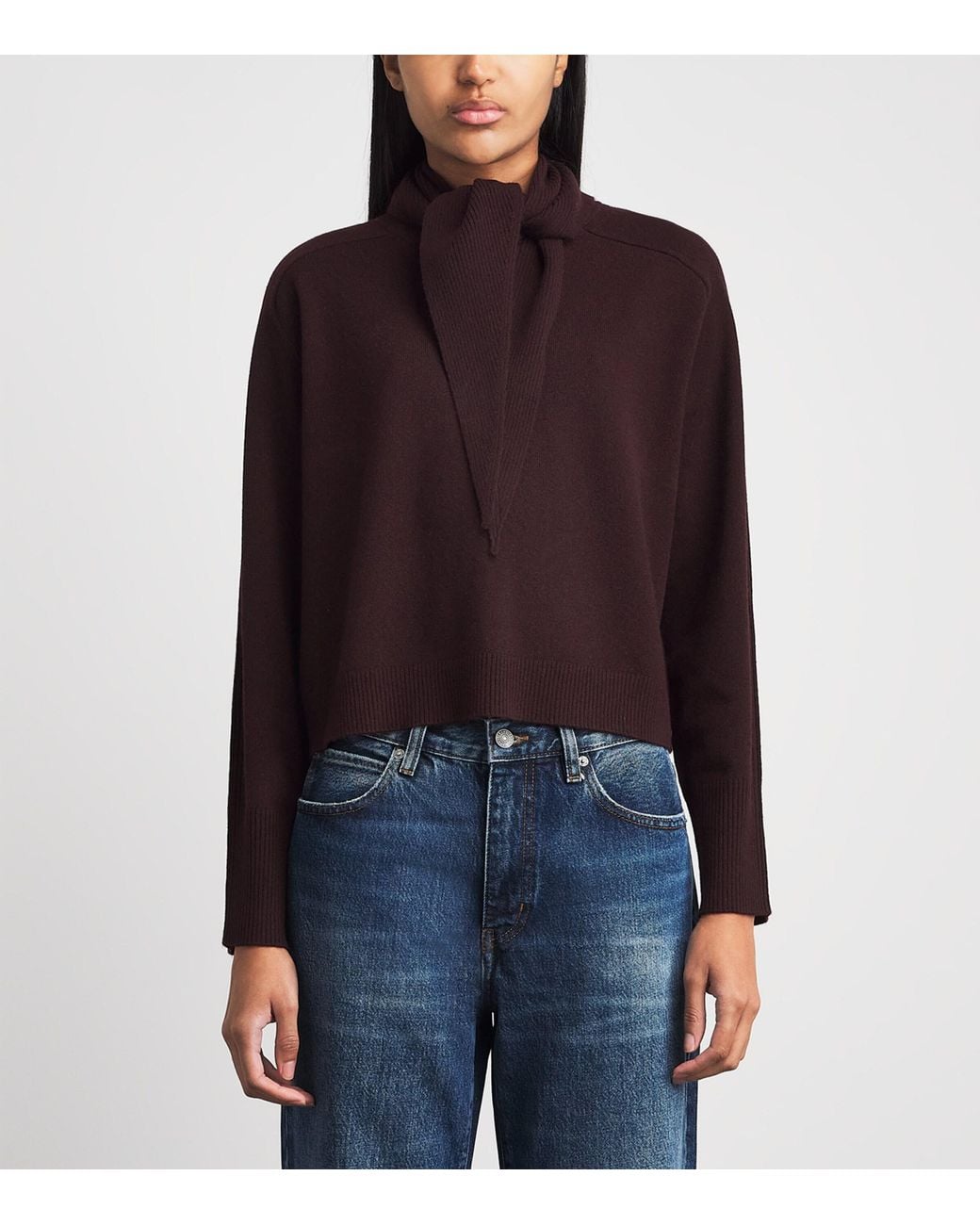 ME+EM Purple Merino Wool-Cashmere Sweater With Scarf