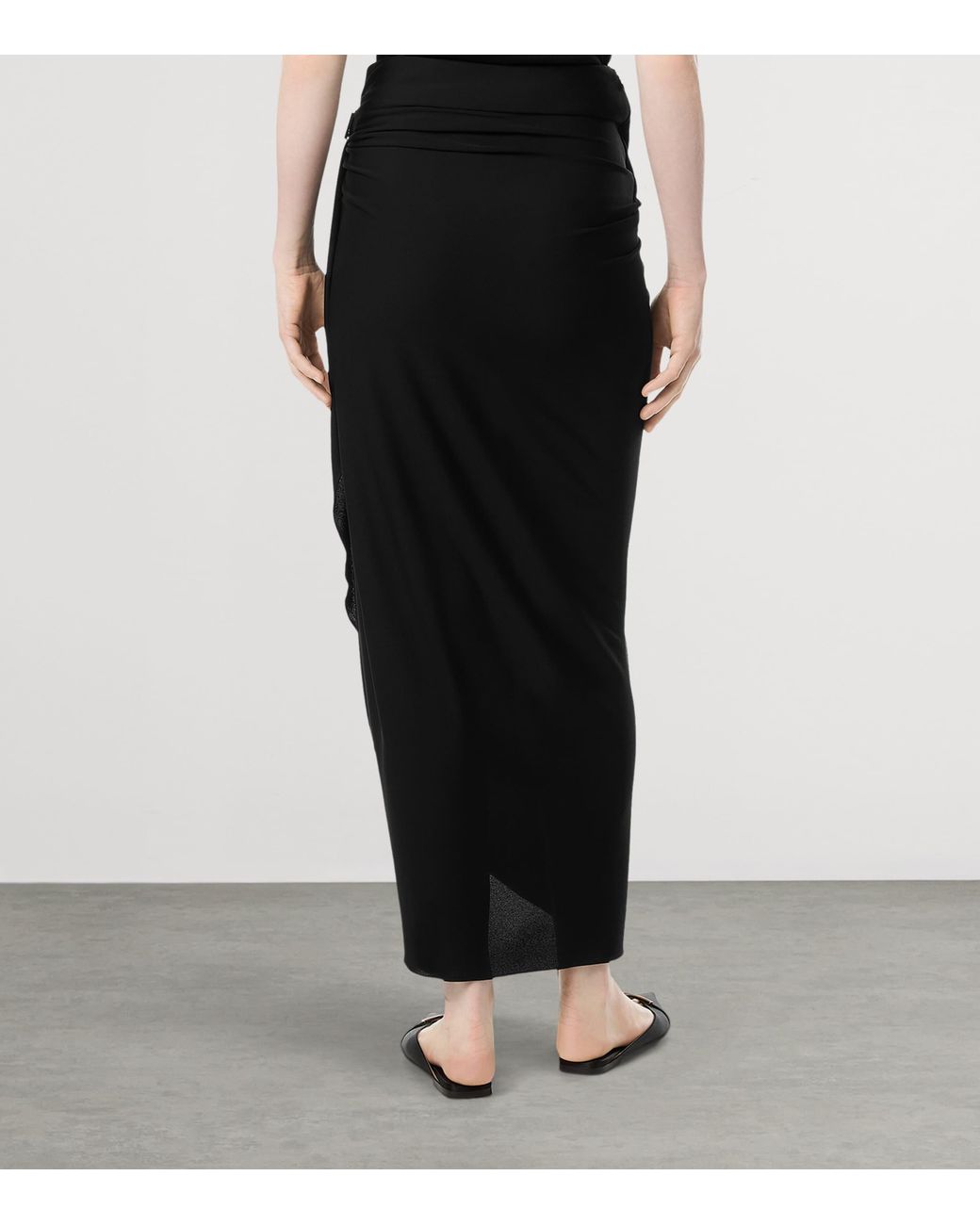 Tom Ford Black Crepe Jersey Midi Wrap Skirt