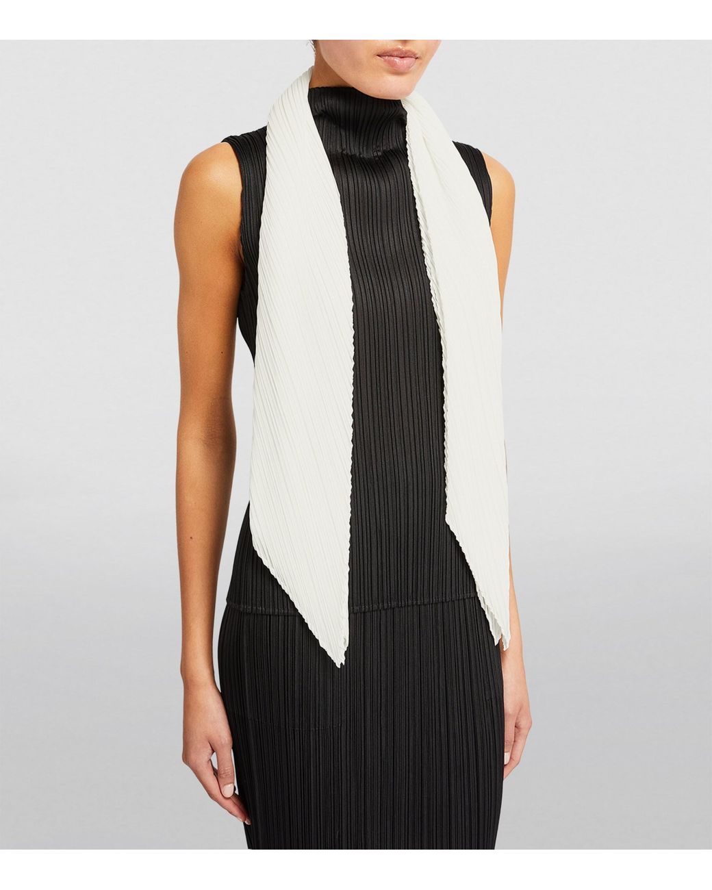 Pleats Please Issey Miyake White Pleated Basics Scarf