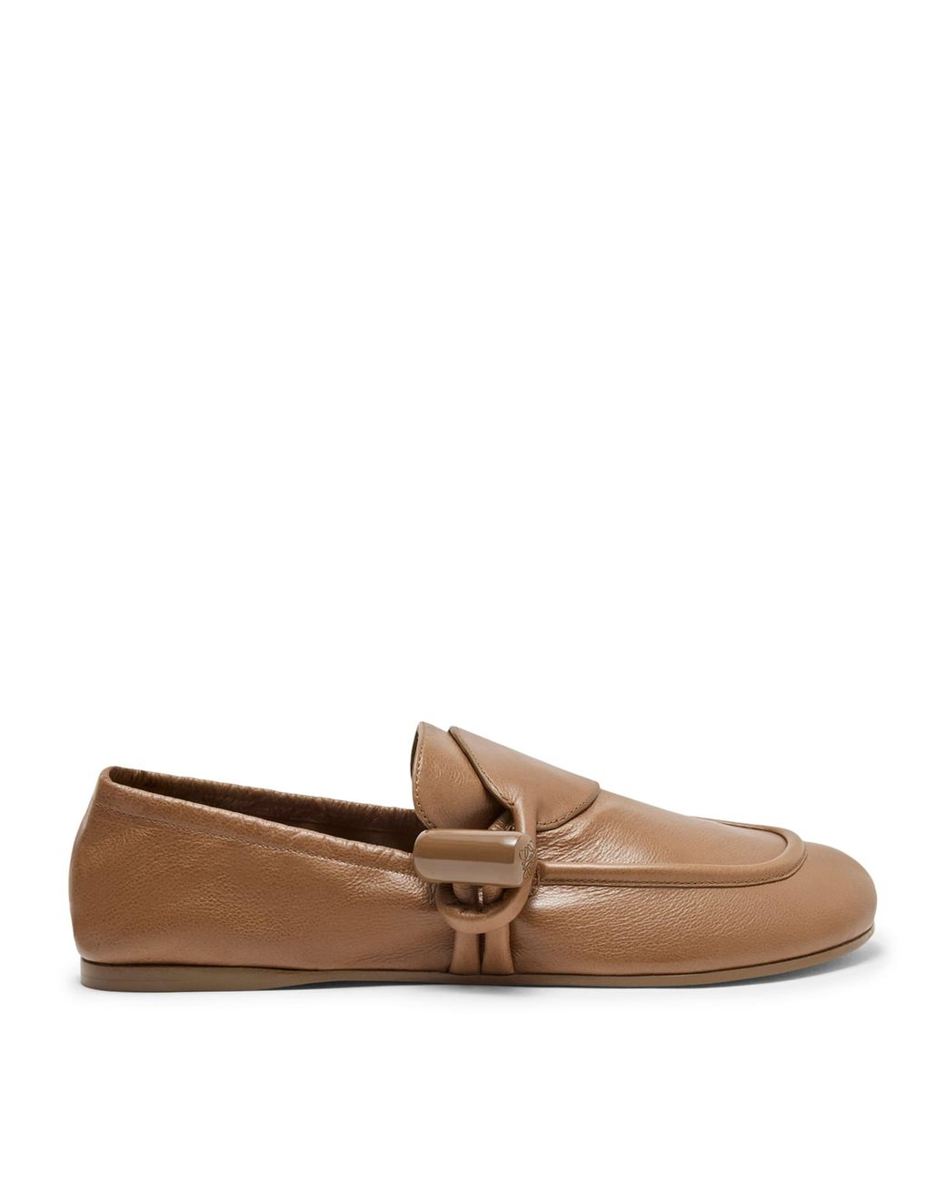 Loewe Brown Leather Toggle Loafers