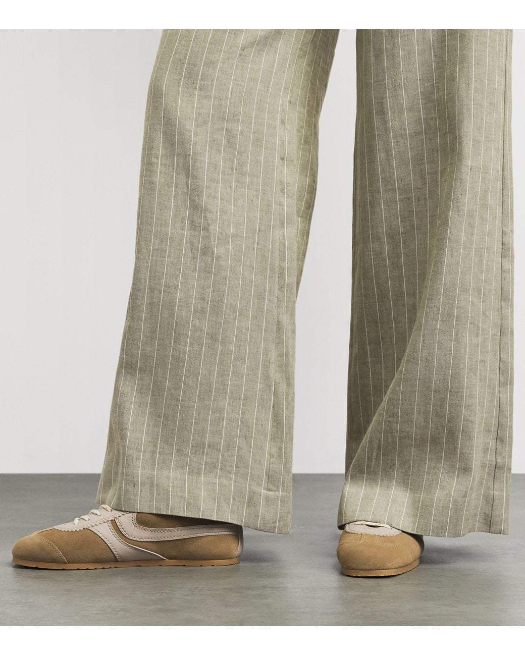 Maje Gray Linen-Cotton Blend Tailored Trousers
