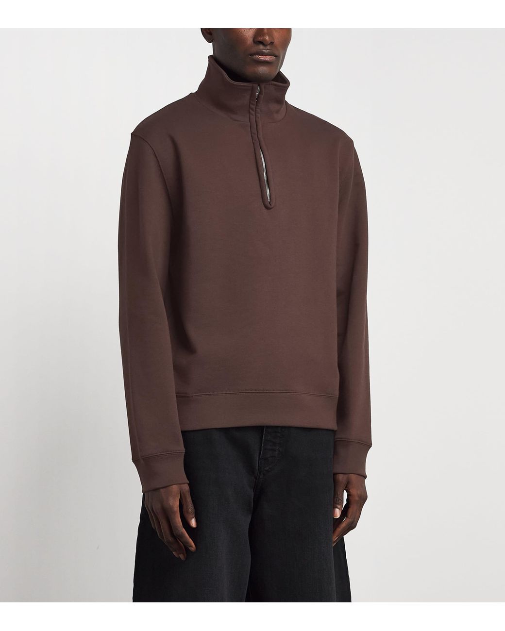 Sandro Brown Cotton Half-Zip Sweater for men