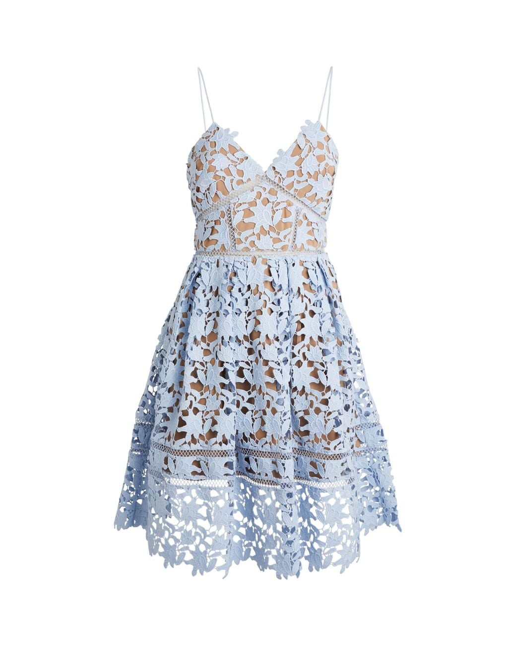 Self-Portrait Azalea Floral Guipure-lace Dress in Blue | Lyst