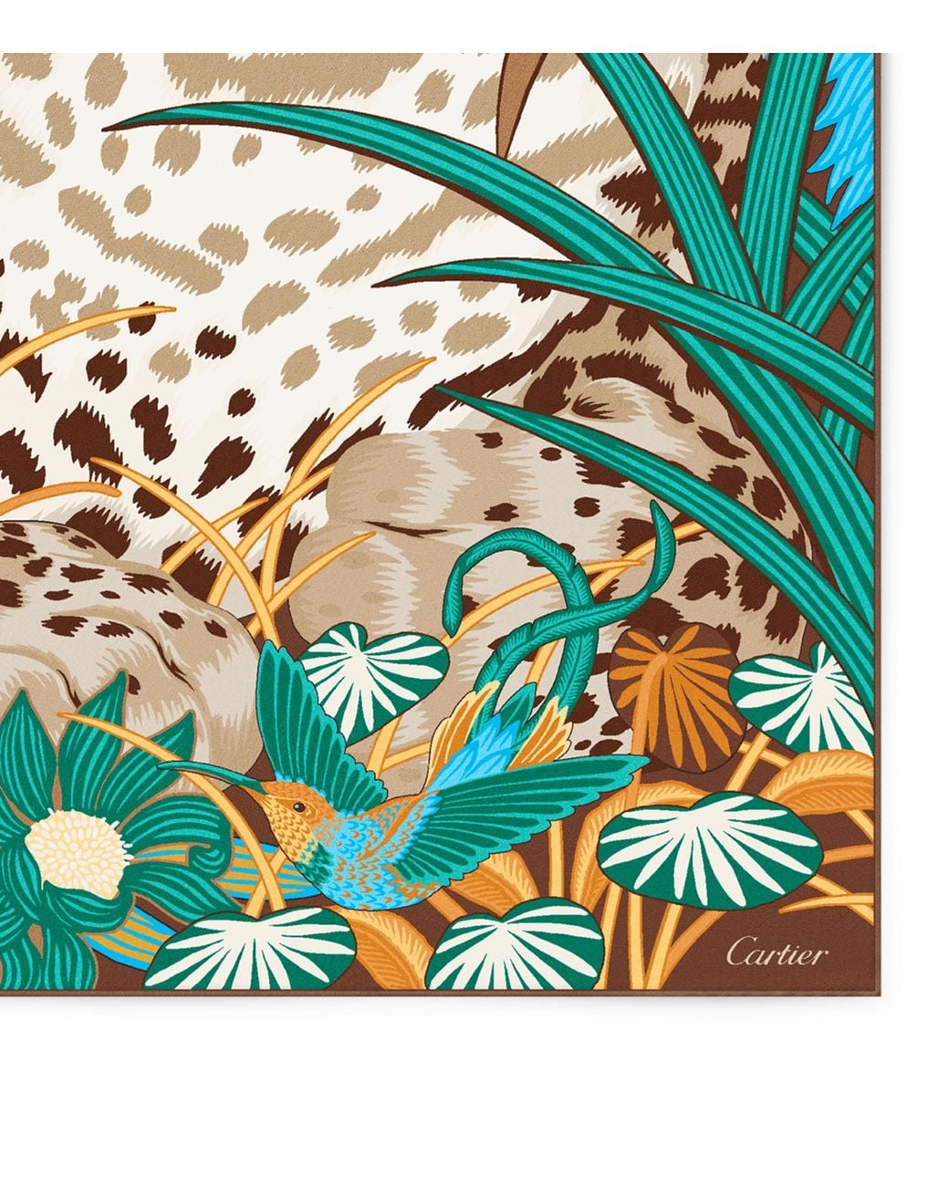 Cartier Green Silk Panthère Jungle Scarf
