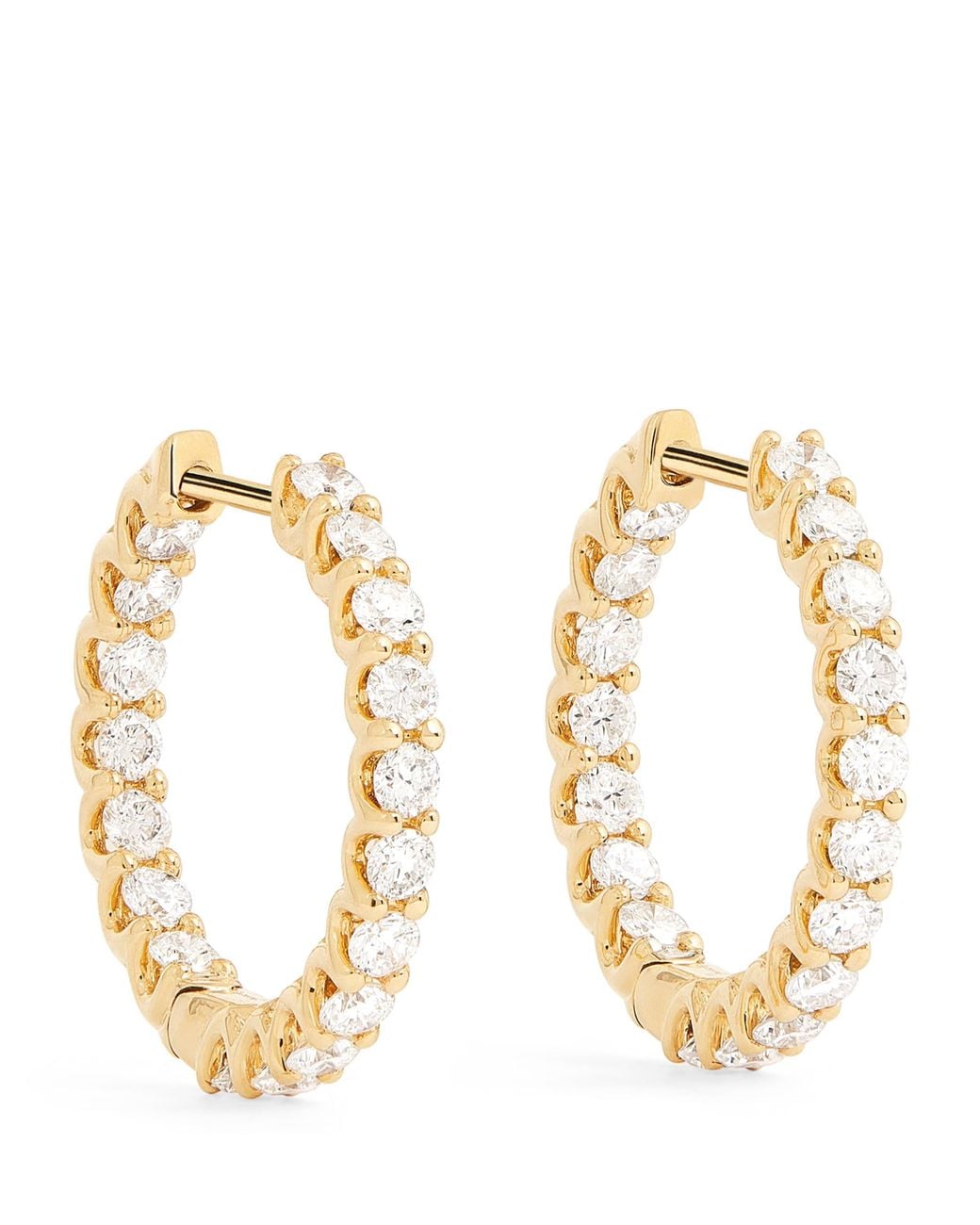Harrods Metallic Medium And Diamond Hoop Earrings