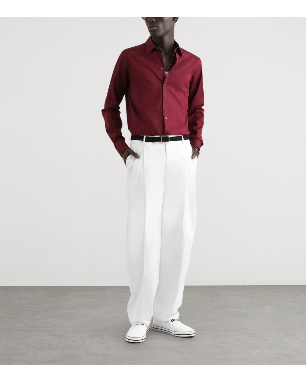 Dolce & Gabbana Red Cotton Poplin Logo Print Martini Shirt for men