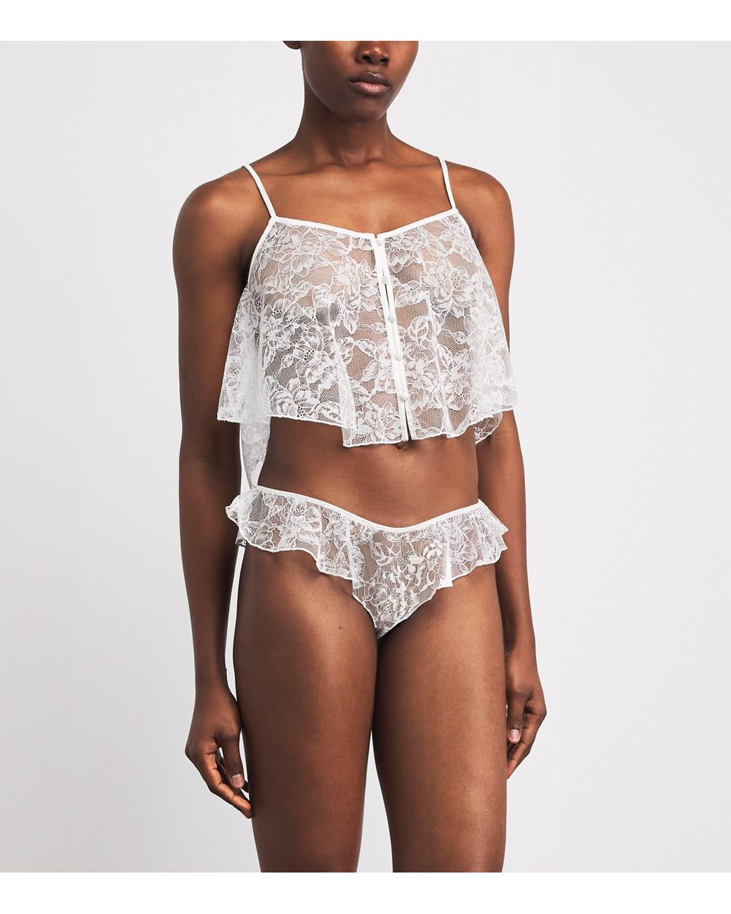 Fleur du Mal White Lace Jasmine Flutter Camisole