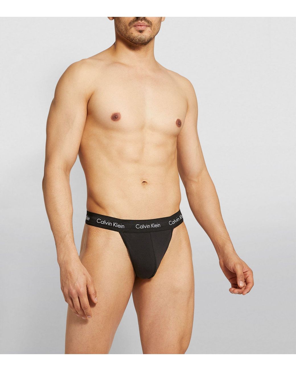 Calvin Klein Logo-embellished Stretch-cotton Jockstraps Pack Of Two in Black  for Men