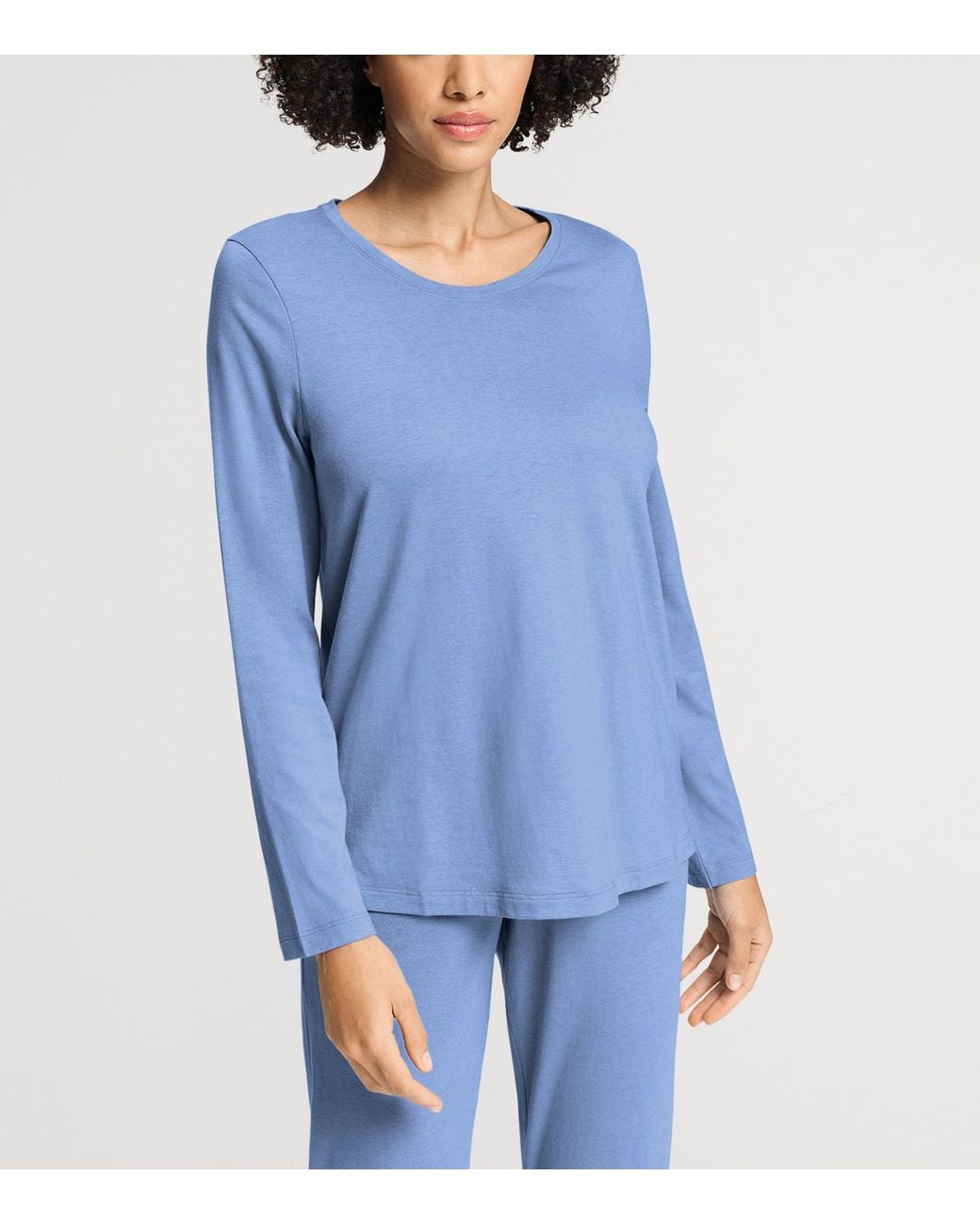 Hanro Blue Sleep & Lounge Long-Sleeve T-Shirt
