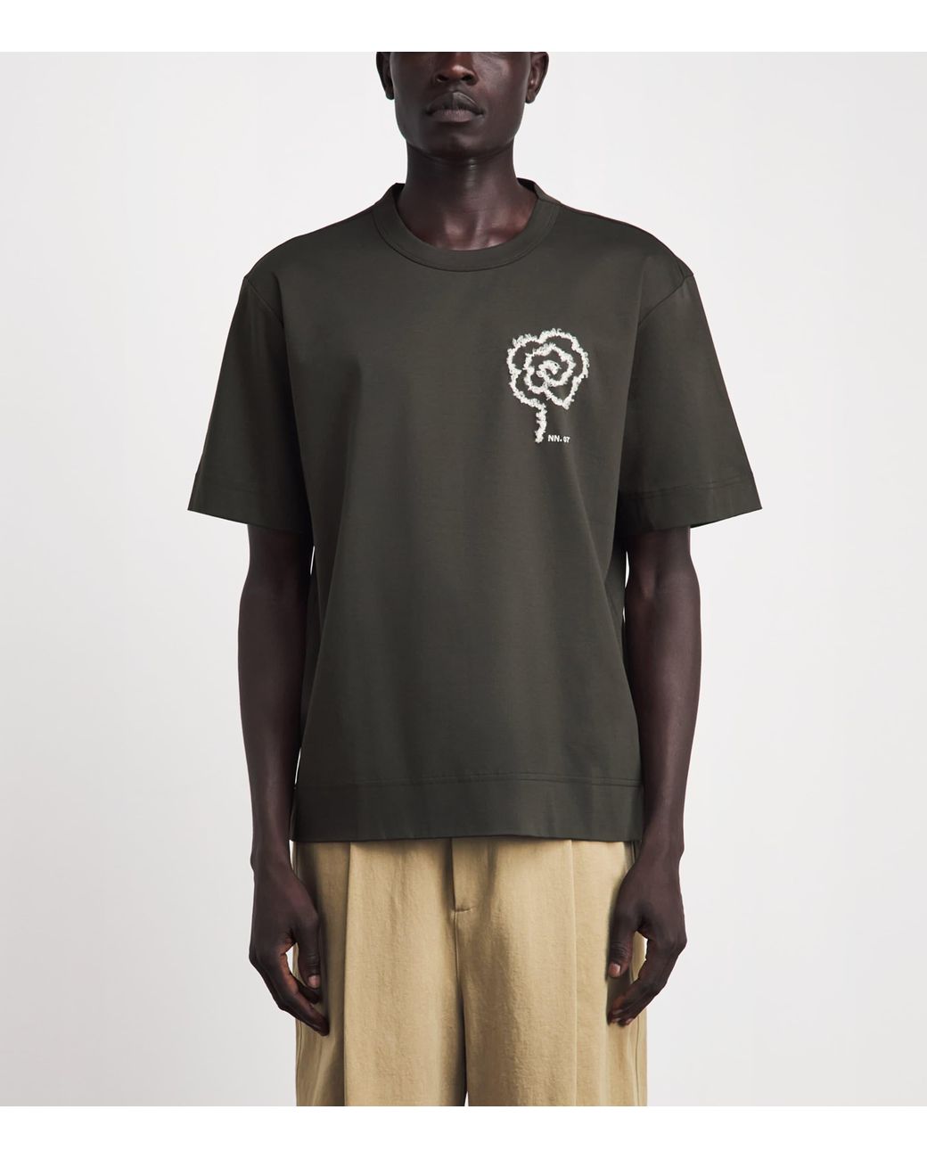 NN07 Black Organic Cotton Embroidered Pedro T-Shirt for men