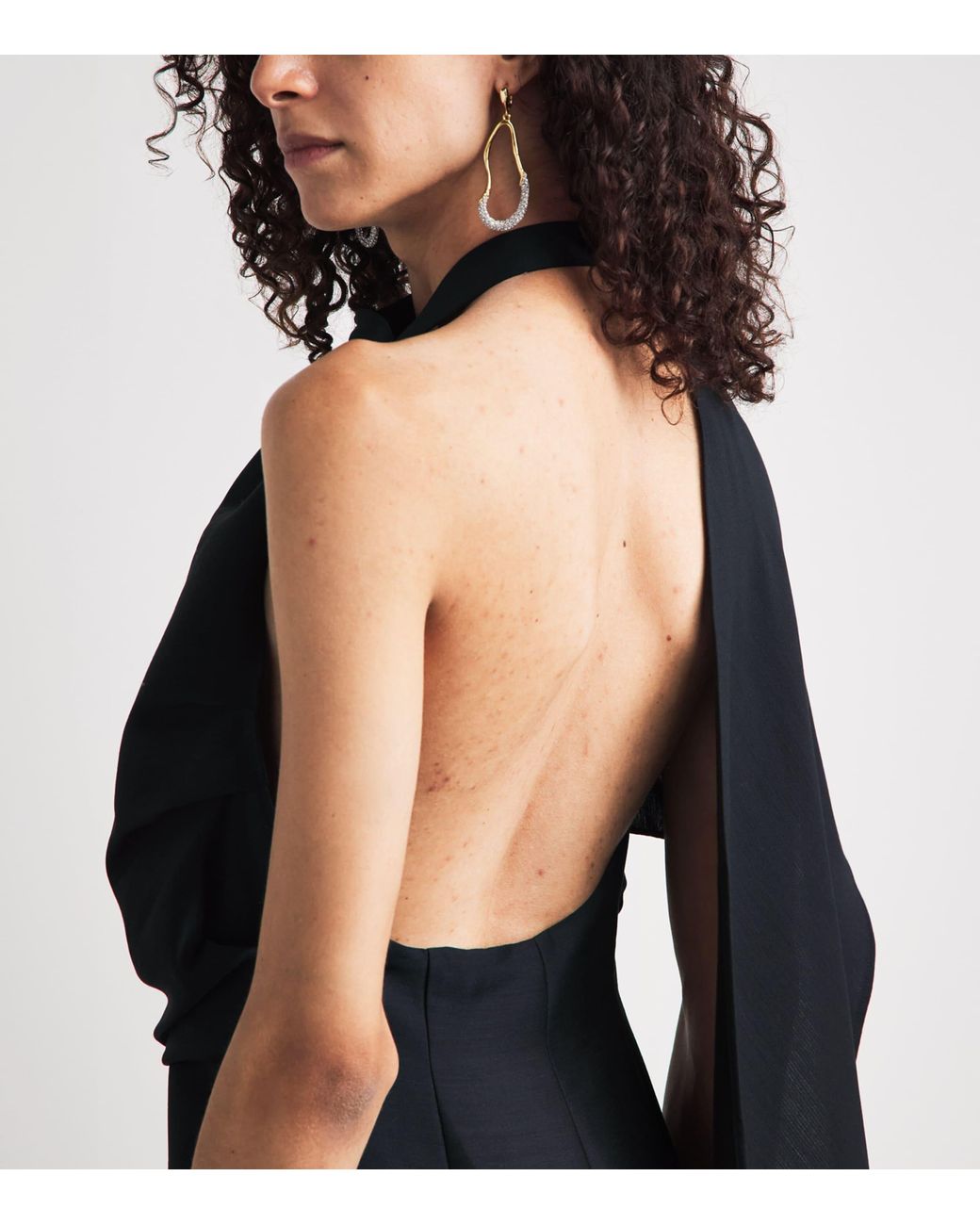 Rohe Black Draped Open-Back Maxi Dress