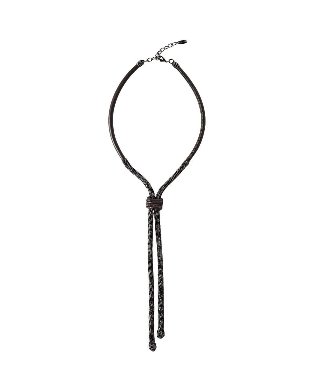 Brunello Cucinelli White Leather Bolo Tie