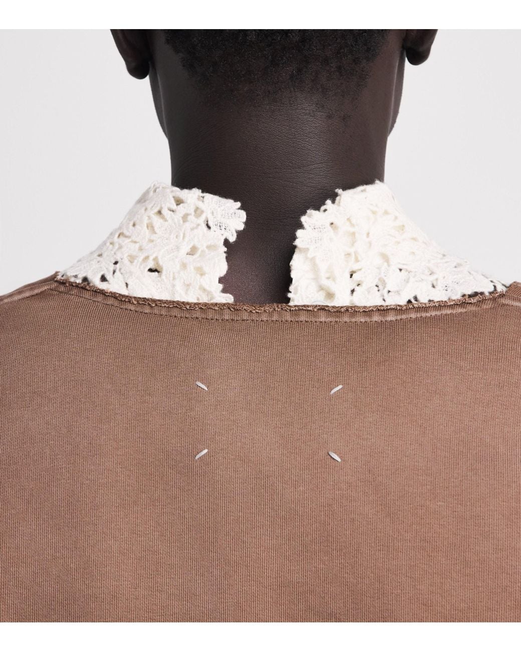 Maison Margiela Brown Cotton Scoop-Neck Washed Sweater for men