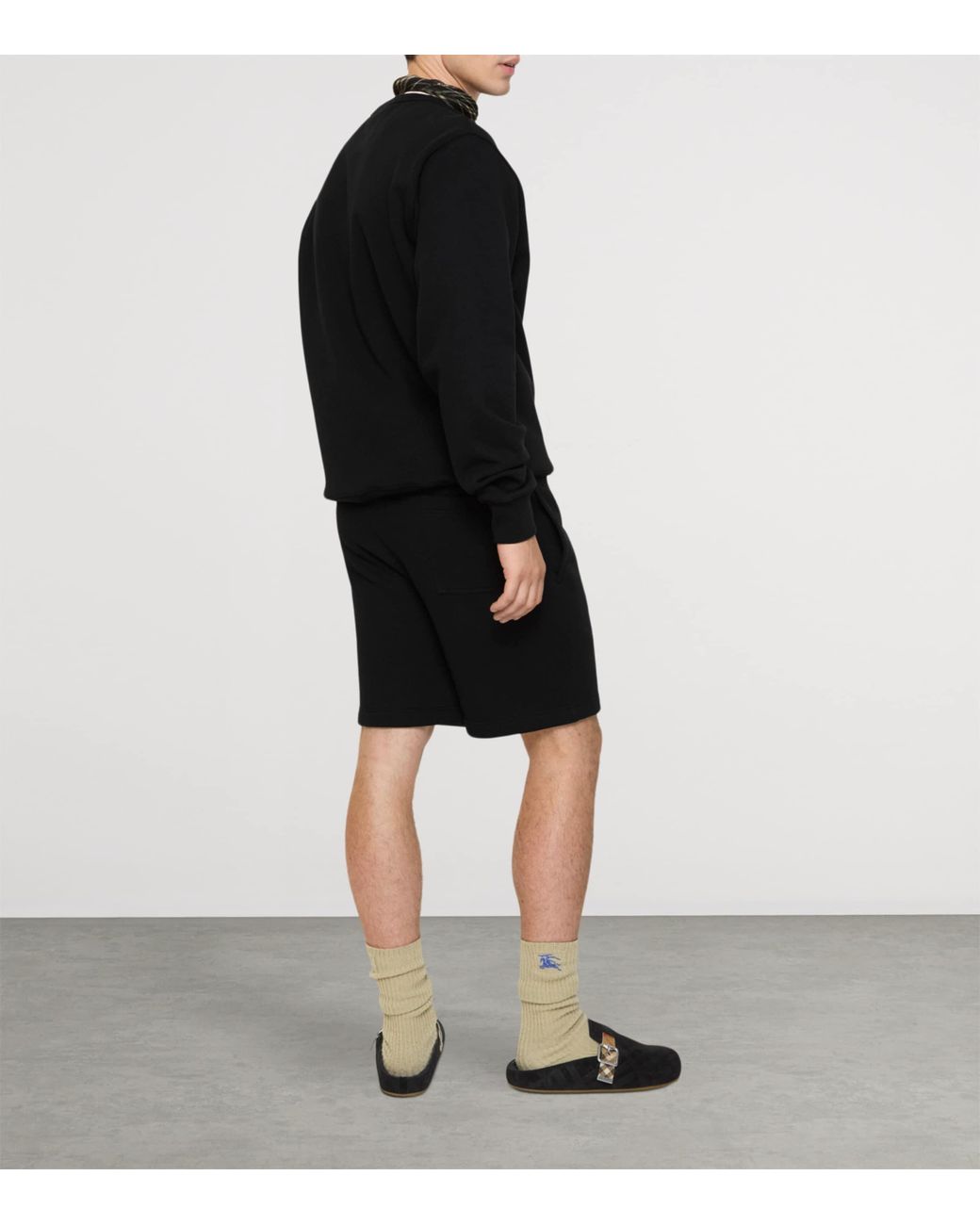 Burberry Black Cotton Logo Slim Shorts for men