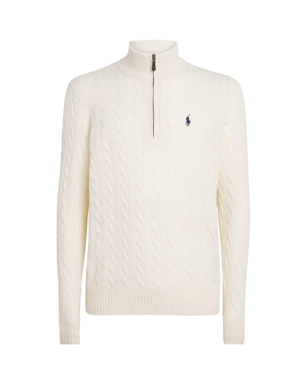 Polo Ralph Lauren White Wool-Cashmere Quarter-Zip Sweater for men