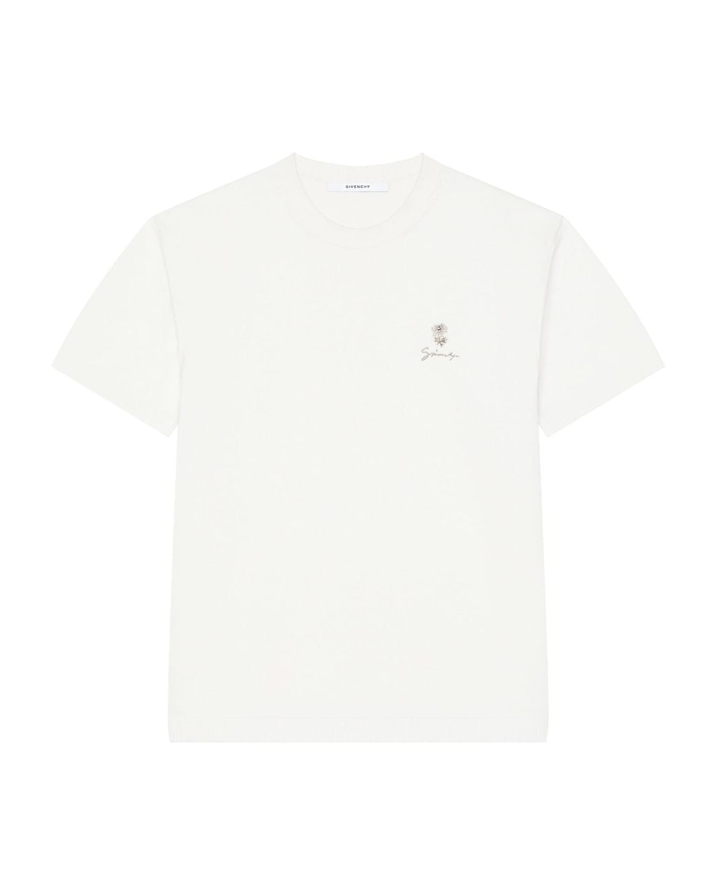 Givenchy White Cotton Embroidered T-Shirt for men