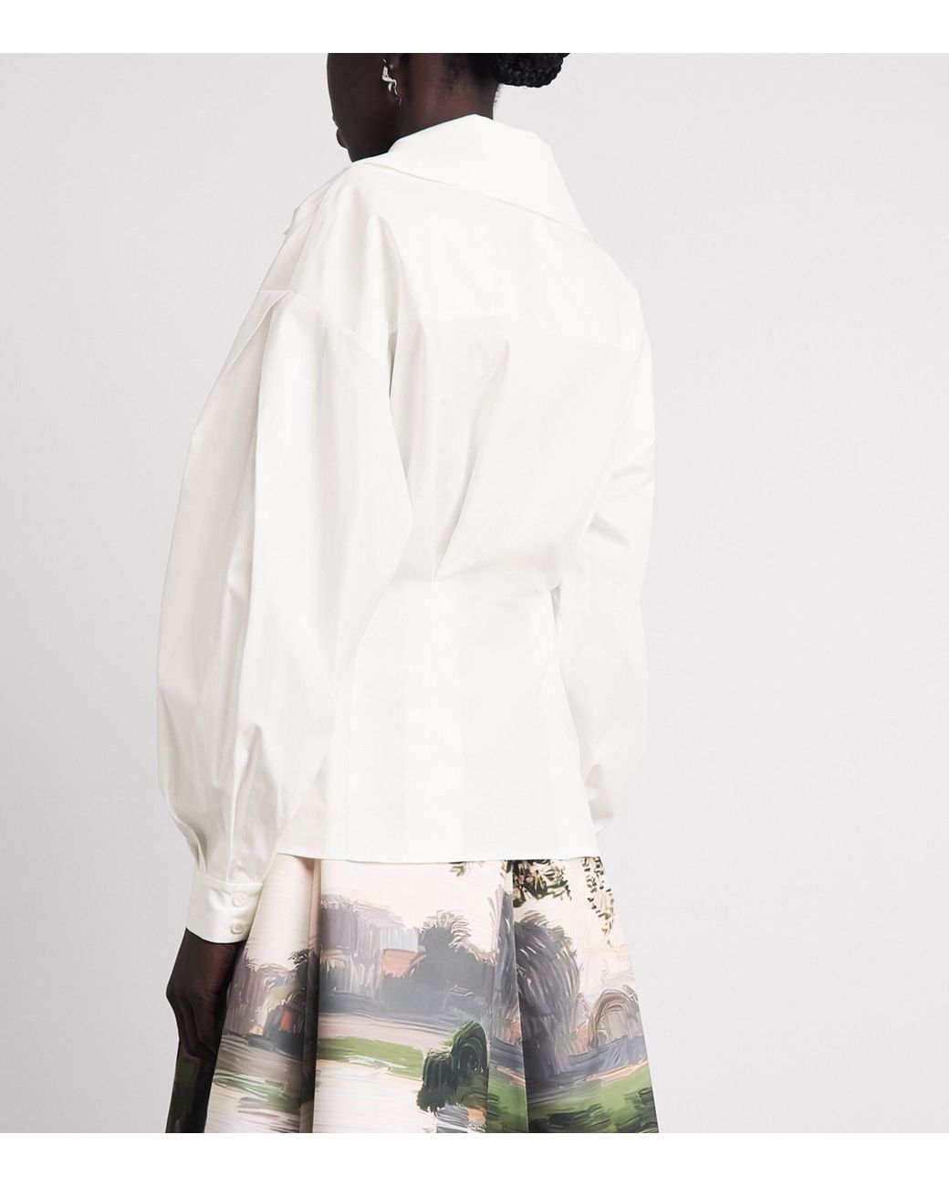 Carolina Herrera White Balloon-Sleeve Fitted Shirt